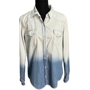 Victoria's Secret Blue Ombre Button Down Shirt Size M